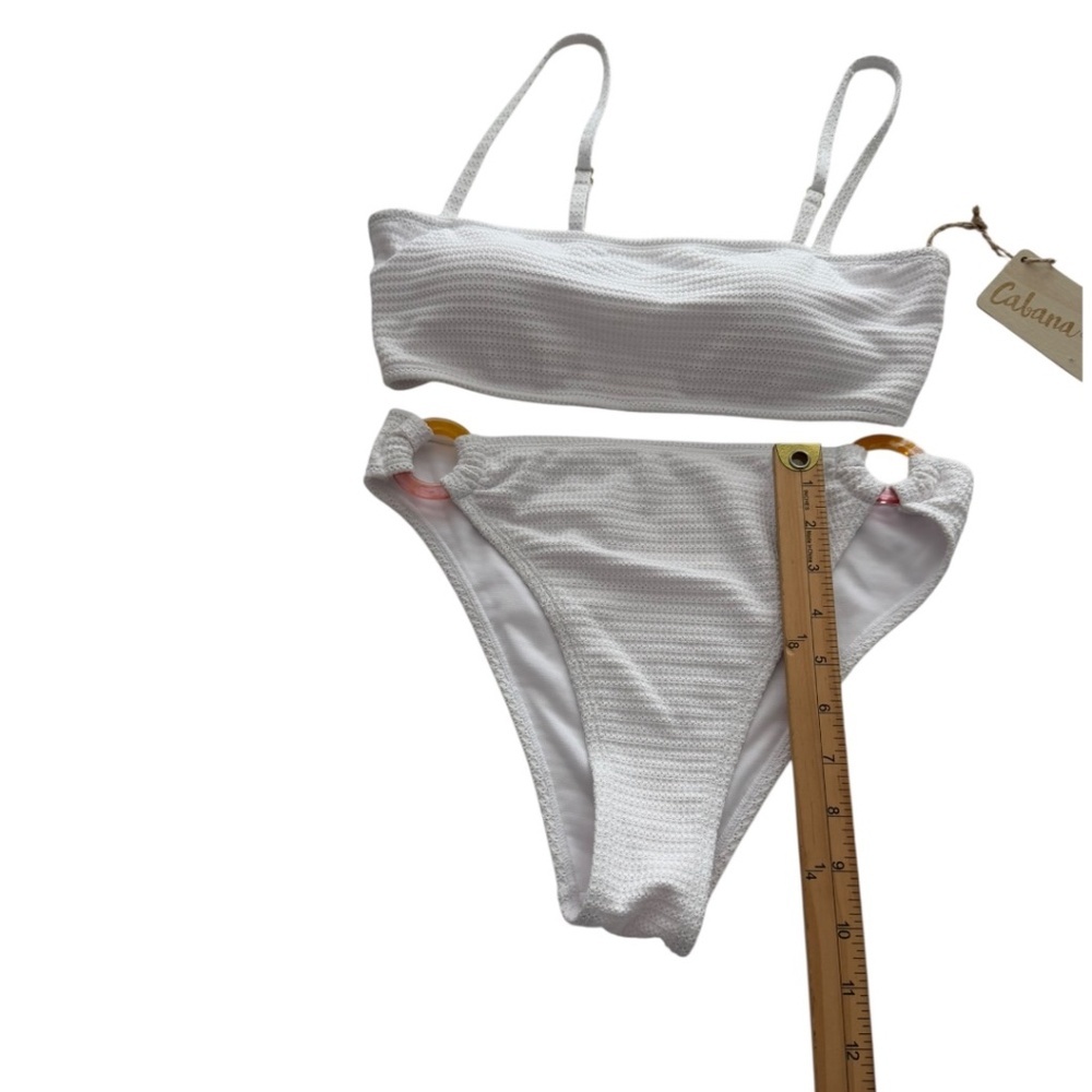 Cabana del Sol White Textured Ring Detail Bikini Set - Picture 11 of 11
